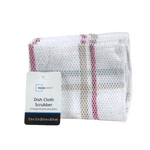 NEW Mainstays 4 Piece Kitchen Scrubber Dish Cloth Set Red Stripe USA 12 x 12 in